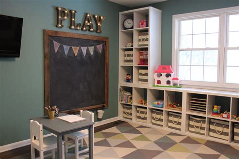 First of all, paint the color baby blue, so the area keeps fresh and youthful. Diy Playroom Ideas 104 - decoratoo