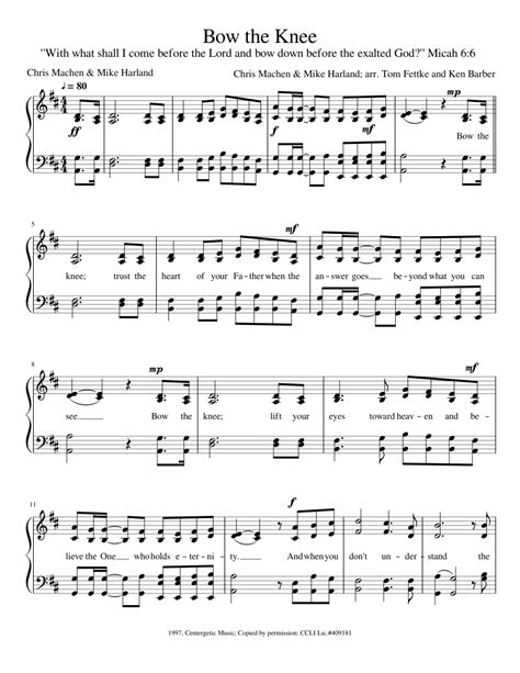 Bow The Knee Sheet Music For Piano Solo Easy