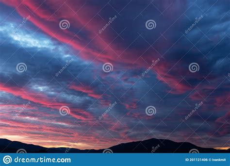 Fiery Purple Sunset Sky Stock Photo Image Of Dusk Orange 201121406