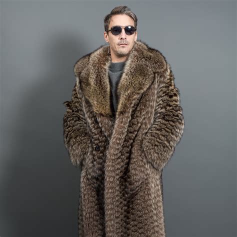 luxury racoon fur coat for men fur caravan
