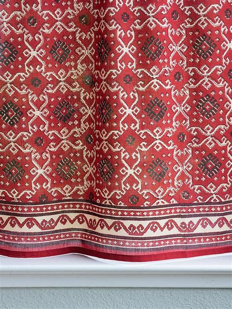 red kitchen tier curtain rustic kilim saffron marigold