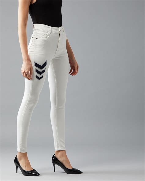 Buy Womens White Skinny Fit Denim Jeans For Women White Online At Bewakoof