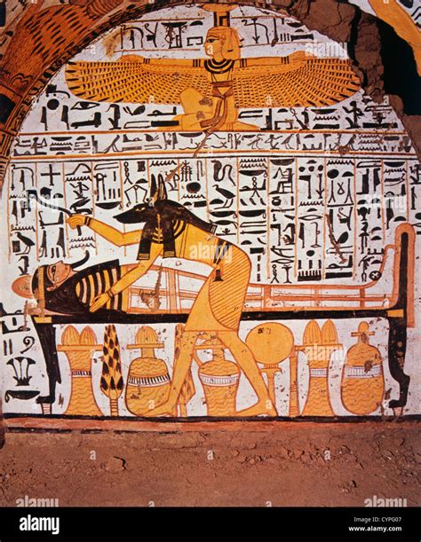 God Anubis Preparing The Dead For Its Journey Thebes Egypt Tomb