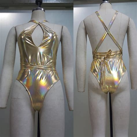 Buy Sexy Silver Holographic Multiway Bodysuit Holographic Women Vinyl Fabric