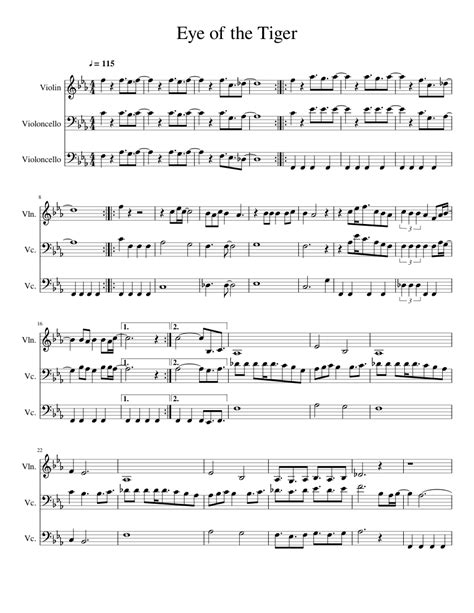 Eye Of The Tiger Sheet Music For Violin Cello Download Free In Pdf