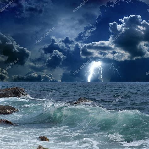 Stormy Sea Lightnings — Stock Photo © Ig0rzh 23698591