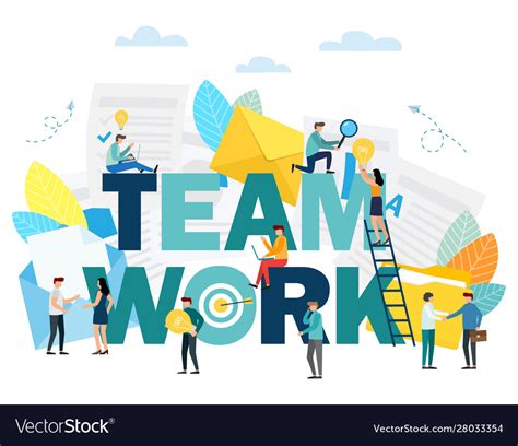 Teamwork People Work Together And Reach Succes Vector Image