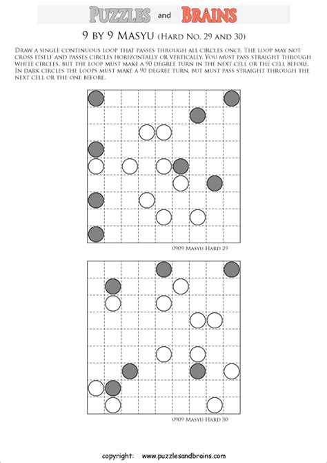 Pair up same numbers) by drawing a. Printable difficult level 9 by 9 Masyu Circle Japanese ...