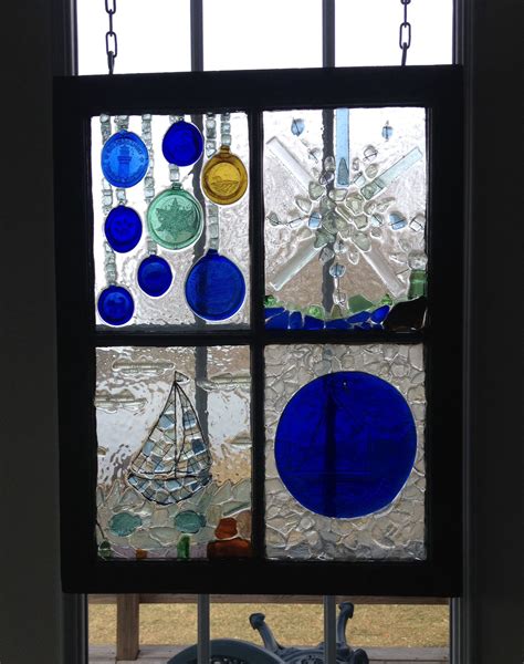 Reclaimed Repurposed Antique Window Sea Glass Sun Catchers Resin