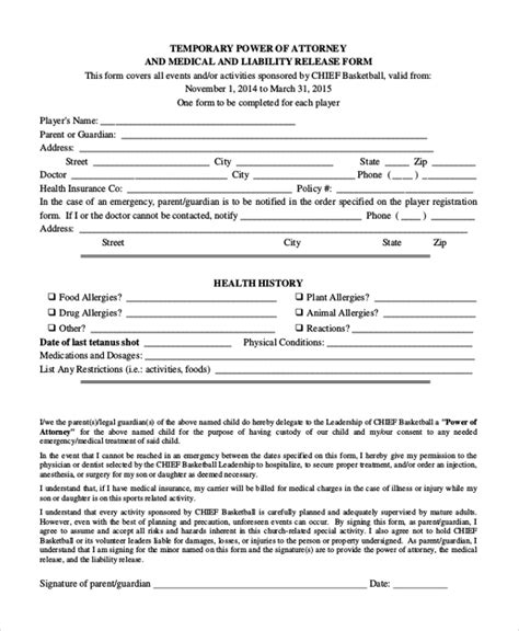 Free Printable Temporary Power Of Attorney Form