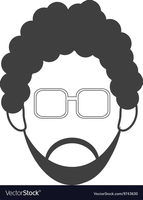 Man With Curly Hair And Beard Icon Royalty Free Vector Image