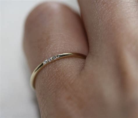 Diamond Simple Ring Simple Ring Gold Thin Rings Diamond Etsy