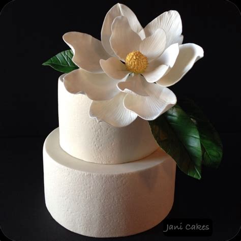 Magnolia Flower Wedding Cake Fondant Covered Chocolate Cake Topped With