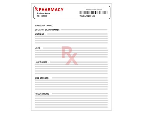Printable Prescription Warning Labels Medication Warning Labels