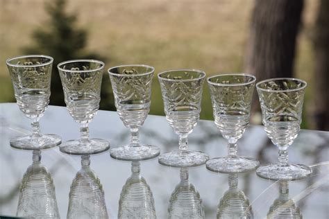 vintage wine glasses set of 6 rock sharpe arctic rose circa 1947 after dinner drink glasses