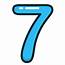Blue Numbers Number Seven Icon
