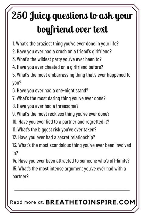 A Question Card With The Words 250 Juicy Questions To Ask Your