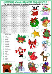 Use this christmas worksheet to teach your students more about finding a way to connect one word to another. Christmas ESL Vocabulary Worksheets