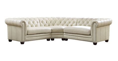 Traditional White Leather Sectional Arrow Furniture