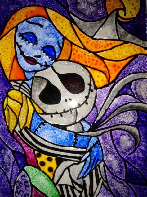 Nightmare Before Christmas Jack And Sally Stained Glass Etsy