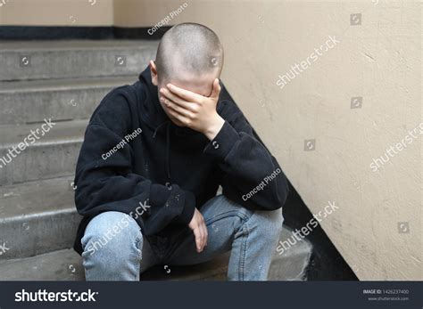 Sad Crying Boy Staircase Stock Photo 1426237400 Shutterstock