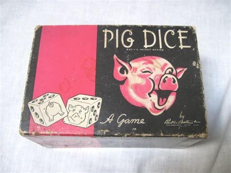 1942 Pig Dice Game In Box With Directions