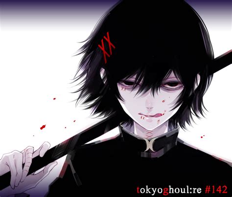 The anime character juuzou suzuya is a teen with to neck length white hair and red eyes. Suzuya Juuzou - Tokyo Ghoul - Image #2175018 - Zerochan ...