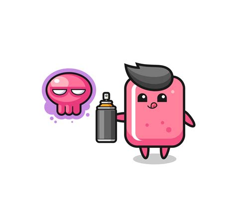 Bubble Gum Cartoon Make A Graffiti With A Spray Paint 4424070 Vector