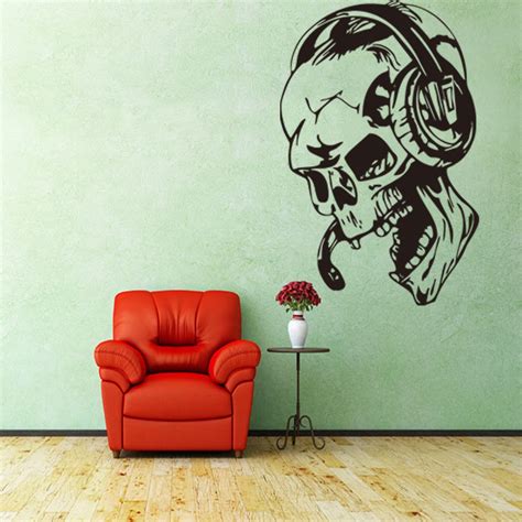 Creative Art Gamer Personal Wall Stickers Vinyl Skull Music Headphones