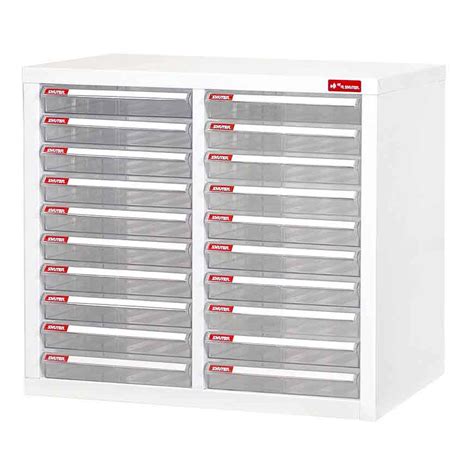 Steel File Cabinet With 20 Plastic Drawers In 2 Columns For A4 Paper