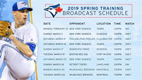 Blue Jays 2019 Spring Training Broadcast Schedule Torontobluejays