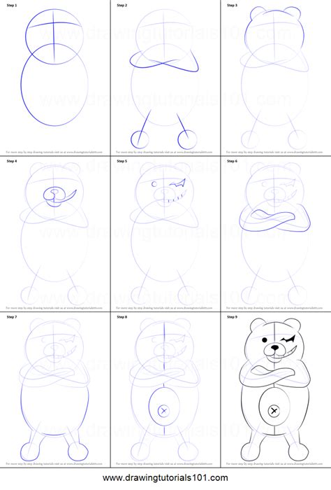 How To Draw Monokuma From Danganronpa Printable Step By Step Drawing