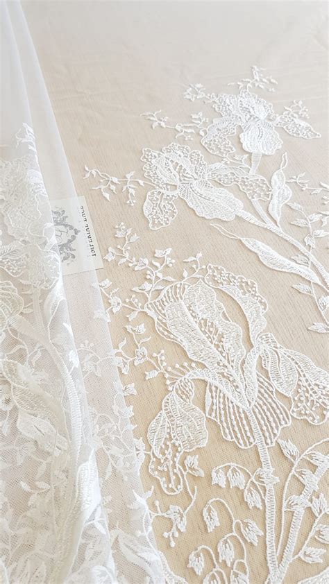 Imperial Lace Floral Organic Embroidery On Tulle Fabric By Imperial
