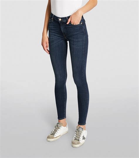 Womens For All Mankind Blue Slim Illusion High Waist Skinny Jeans