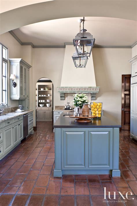 Blue Accented Mediterranean Kitchen Luxe Interiors Design