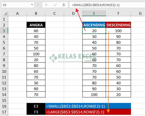 Rumus Mengurutkan Angka di Excel Secara Otomatis | Kelas Excel