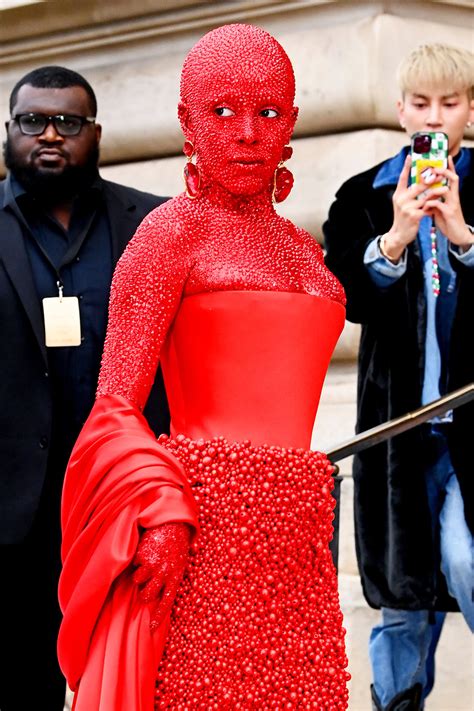 Doja Cat Wears 30000 Red Crystals At Schiaparelli Show Photos Usweekly