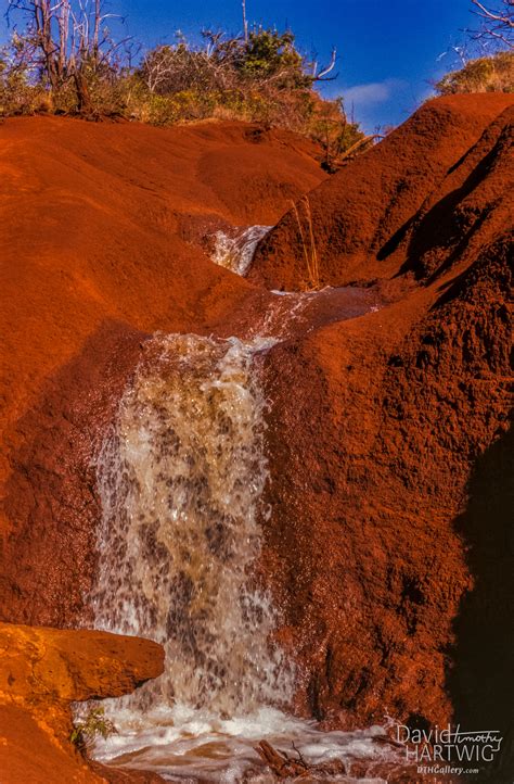 Artzipper Photographs Red Hawaiian Waterfall By David Timothy Hartwig