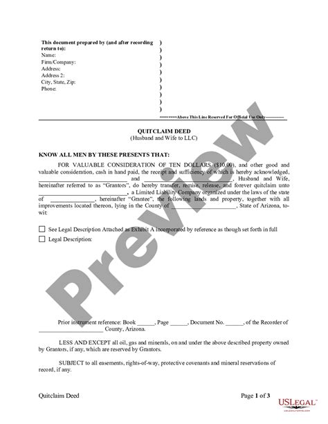 Maricopa Arizona Quitclaim Deed From Husband And Wife To LLC Arizona