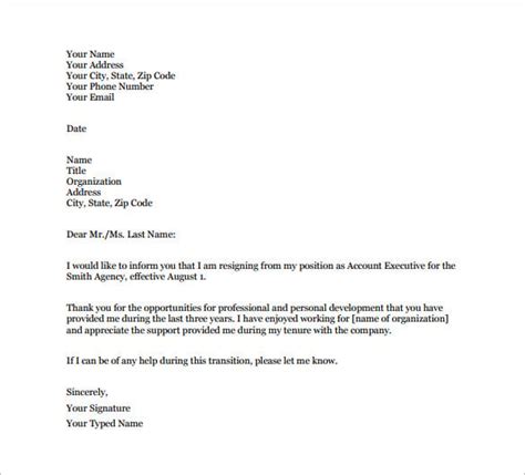 Email Resignation Letter Template 9 Free Word Excel Pdf Format