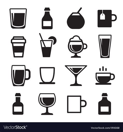 Drink And Beverage Icons Set Royalty Free Vector Image