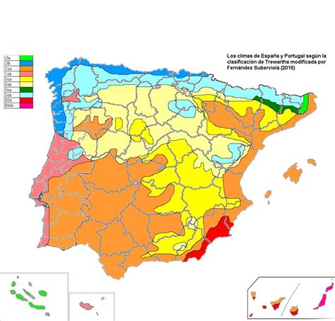 Mapa Climático De España Y Portugal Utilizando La Clasificación De