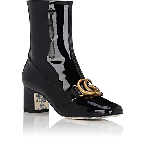 Gucci Embellished Patent Leather Ankle Boots In Black Lyst