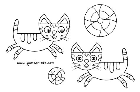 Gambar Mewarnai Binatang Kucing Kartun Lucu - BELAJAR MEWARNAI