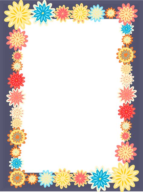 Free Digital Scrapbooking Flower Frames Colorful Flower Frame Png