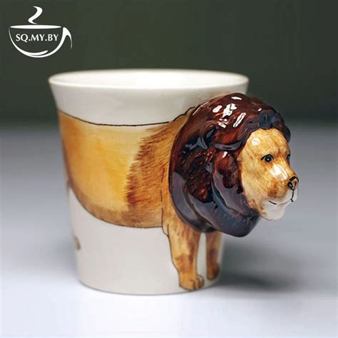 2016 New Arrival High Quality 3d Solid Animal Cup Lion Hand Painted
