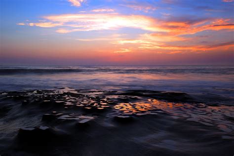 wallpaper landscape sunset sea water shore reflection sky clouds sunrise calm