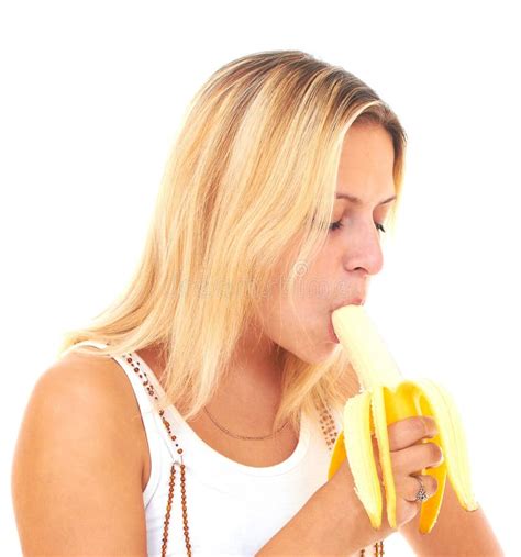Femme Mangeant La Banane Photo Stock Image Du Bonheur
