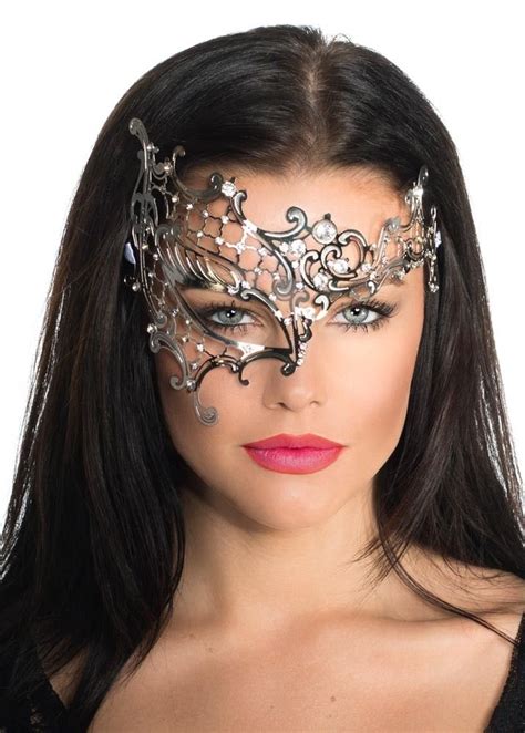 Over Eye Silver Metal Masquerade Mask 50th Birthday Masquerade Ball
