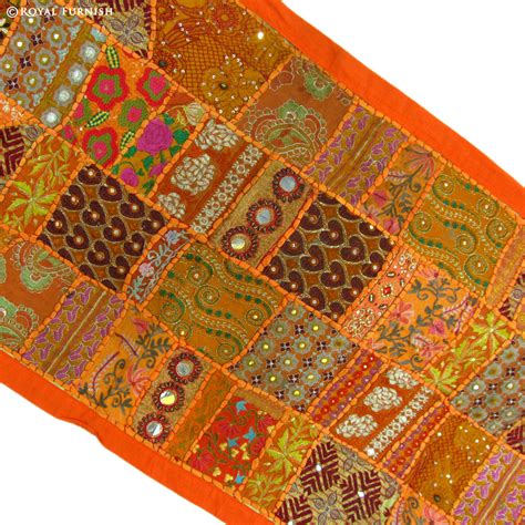 Silk fabric may indicate a fine antique tapestry, as royalty often commissioned tapestries in fine silk. Orange Antique India Handmade Vintage Fabric Patchwork ...